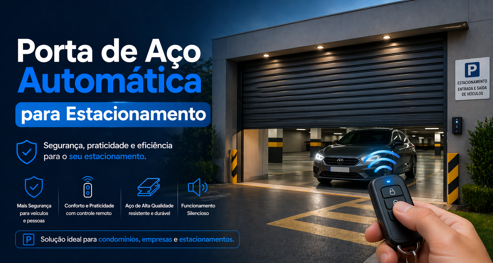 Porta de Aço Automática para Estacionamento