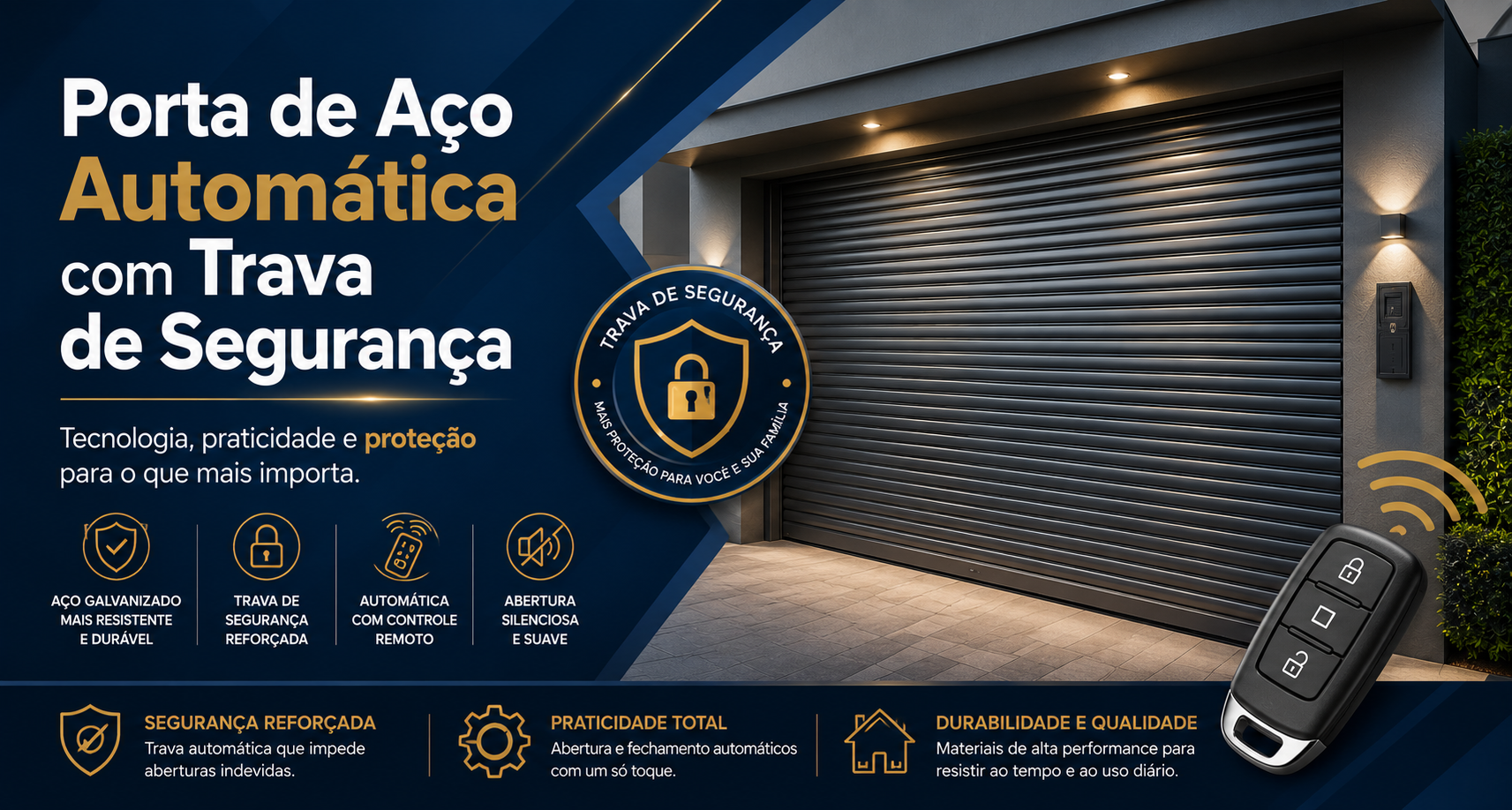  Porta de Aço Automática com Trava de Segurança